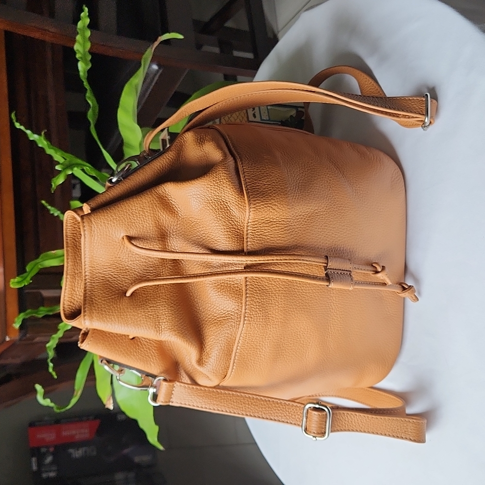 Borse In Pelle Convertible Shoulder/Crossbody/Backpack All in One Made in Italy